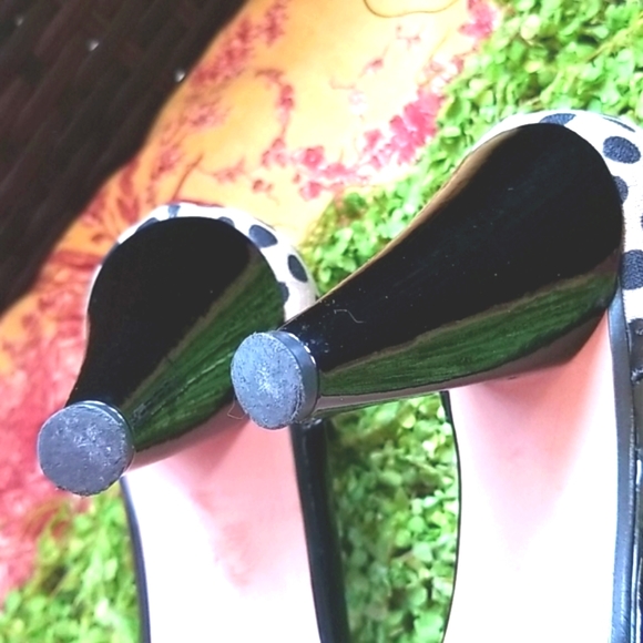 VIA SPIGA Peep Open Toe RETRO Spots Minnie White Polkadots Dance Heels EUC 8.5 - Picture 11 of 15